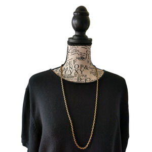 Black and Gold Tone Rope Necklace 30" Classic Stylish Pretty Minamalist